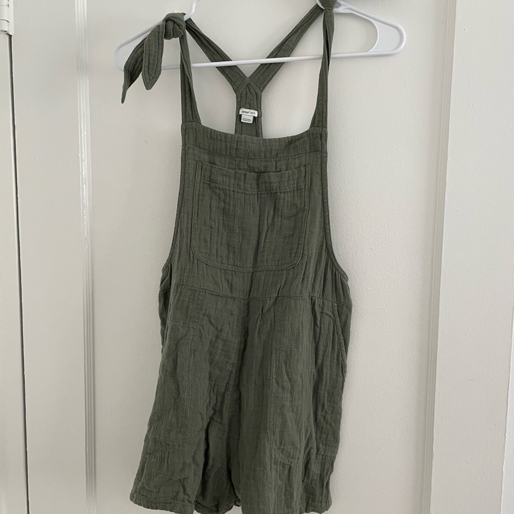 Aerie Olive Overalls with Pocket Detail